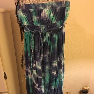 Long Strapless Maxi Tie Dye with braided belt